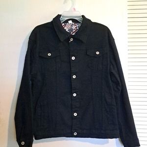 Black Denim Medium Truckers Jacket Snap Button Four Pocket by Longbida NWT